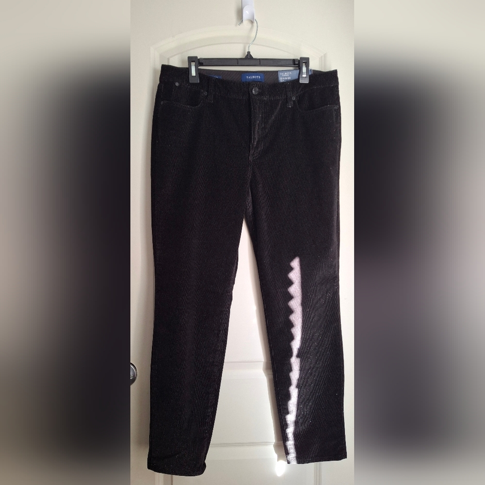Talbots flawless pants sparkle slim ankle corduroy blacks womens 12 christmas